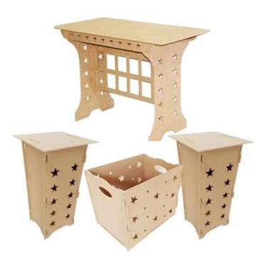 Imagem de Kit Mdf Cru Provençal Mdf Decoração Festa Mesa Cubo Caixa