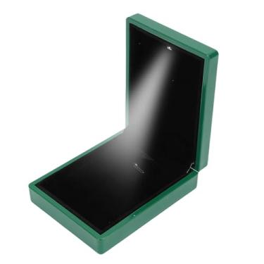 Imagem de Porta-joias iluminado, Couro PU Caixa para exposição de brincos, pingentes e colares, Estojo de armazenamento de joias de luxo com luz de LED para Proposta Noivado Casamento