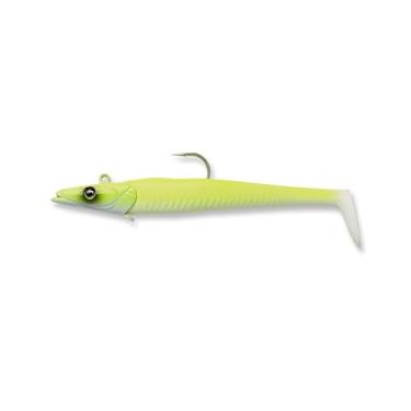Imagem de Savage Gear Isca de pesca Sandeel, 3,8 g, branco-limão, contornos e movimento realistas, construção durável, dois pontos de amarração, 5x ganchos, olhos holográficos, protetor de isca