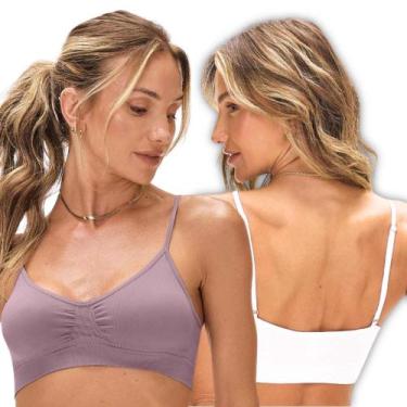 Imagem de Kit 2 Tops Zee Rucci S/ Bojo Confortável Alça Fina S/Costura, Sat, Bco