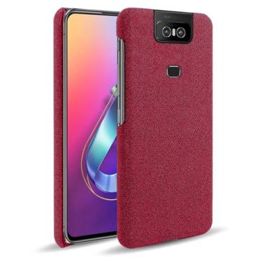 Imagem de Capa para ASUS Zenfone Zs630kl,Capa desenhada em lona,Case Protetora Ultrafina com Empunhadura Macia,Design em Tecido Antichoque e Antiarranhões-Red