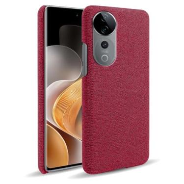 Imagem de Capa para vivo S19 PRO 5G,Capa desenhada em lona,Case Protetora Ultrafina com Empunhadura Macia,Design em Tecido Antichoque e Antiarranhões-Red