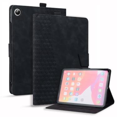 Imagem de Rosbtib Capa para Samsung Galaxy Tab A8 de 10,5 polegadas 2022/2021, capa de couro PU com suporte de poliuretano termoplástico macio para Galaxy Tab A8 de 10,5 polegadas - losango preto