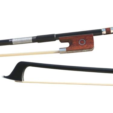 Imagem de ARCRAW Arco de violoncelo de fibra de carbono 4/4 tamanho completo sapo de madeira de cobra crina de cavalo natural para professores, estudantes, arco de carbono profissional
