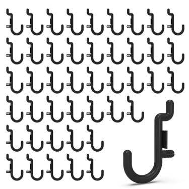 Imagem de HUHOLE Ganchos de plástico Pegboard 200 peças - Ganchos pretos para pendurar joias, ferramentas, ferragens, gancho Peg J serve apenas para quadro de 1/10.2 cm - Ganchos duráveis para exibição