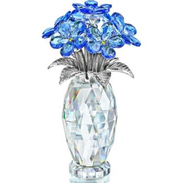 Imagem de Arikyrist Presentes de buquê de flores de cristal azul Forget Me Not