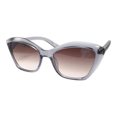 Imagem de Triton Óculos de Sol Gatinho, Cinza Translúcido, Lentes Marrom Degradê, Proteção UV400