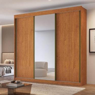 Imagem de Guarda Roupa Casal 3 Portas de Correr 100% Mdf Chicago Cinamomo