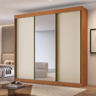 Imagem de Guarda-roupa Casal 3 Portas de Correr 100% Mdf Chicago Cinamomo/Off White