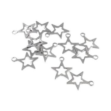 Imagem de 30 Amuletos de Estrela de Cinco Pontas em Aço Inoxidável - Para Criar 