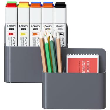 Imagem de Mabrasse 2p Suporte magnético apagável a seco, suporte para caneta e borracha para quadro branco, organizador de armazenamento utilitário para escritório, geladeira, armário e armários de metal