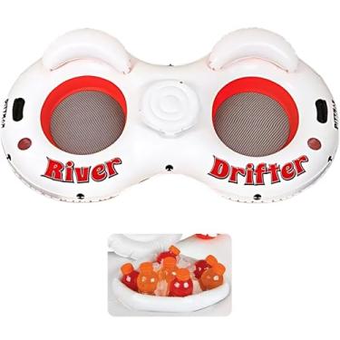 Imagem de Pittman Outdoors Tubo inflável de água River Drifter com refrigerador de caixa de gelo, 2 pessoas
