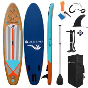 Imagem de JC-ATHLETICS Prancha De Stand Up Paddle Inflável (6 Polegadas De Espessura), Pacote Isup Com Acessórios E Mochila Premium Sup, Deck Antiderrapante, Barbatanas, Remo Ajustável, Trela, Bomba Manual, Bar