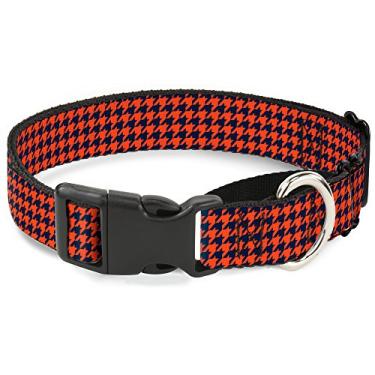 Imagem de Buckle-Down Coleira para cães Houndstooth laranja/azul, 3,8 cm de largura, serve para pescoços de 40,6 a 58,4 cm - Médio