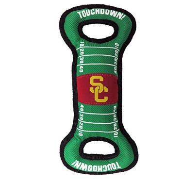 Imagem de Pets First NCAA Football Field Dog Toy com Squeaker. – USC Trojans – para rebocar, jogar e buscar. – Brinquedo de PET resistente e durável