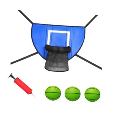Imagem de oshhni Conjunto de cesta de basquete para trampolim, acessórios para trampolim, base leve, à prova d'água, gol de basquete macio para crianças, Verde