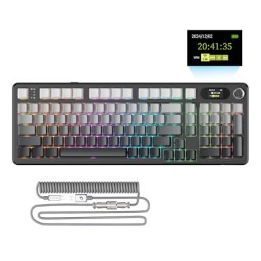 Imagem de ATTACK SHARK Teclado mecânico sem fio X98PRO, botão multifuncional e tela TFT, teclado com fio BT/2,4 G Hz/USB-C trimodo, retroiluminação RGB de troca quente, drive de nuvem de 4000 mAh, para Win/Mac