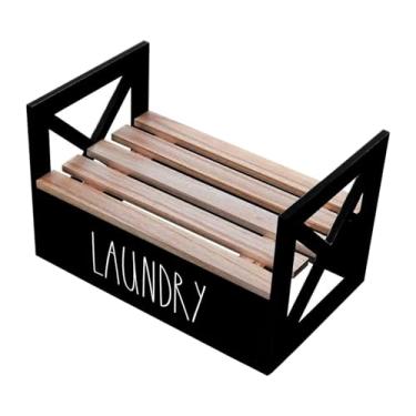 Imagem de Ioensy Organizador de detergente para roupas Suporte para detergentes Antiderrapante Decoração para casa Madeira Estável Área de lavagem Organizador de, Preto