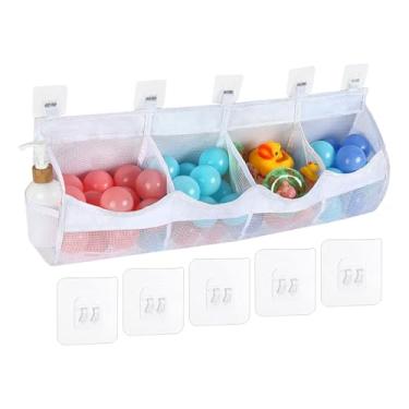 Imagem de Organizador De Brinquedos Para Banheira - Organizador De Banheiro Para Armazenamento De Brinquedos | Prateleira De Chuveiro Economizadora De Espaço Com 4 Divisórias Para Casa Família Amigos Hotéis