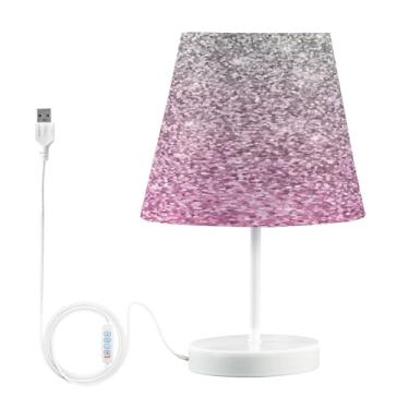 Imagem de Joisal Candeeiros de mesa com glitter rosa prateado para sala de estar, abajur agradável aos olhos, luzes de LED para cama, decoração de mesa de cabeceira