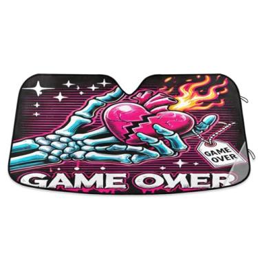 Imagem de Para-sol de carro Game Over Skull Para-brisa Janela Frontal Guarda-sol de carro para a maioria dos Sedans SUV Caminhão Grande