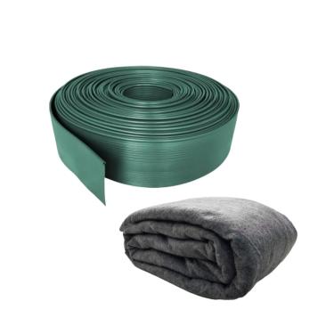 Imagem de Limitador De Grama Separador De Jardim 25 Metros + Manta Geotextil Proteção