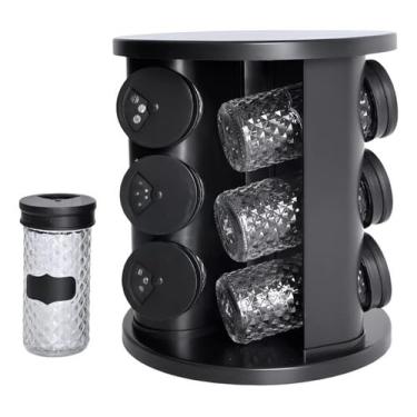 Imagem de Porta Temperos Giratório com 9 Potes de Vidro, 85ml cada, + Adesivos Modelo: Diamont