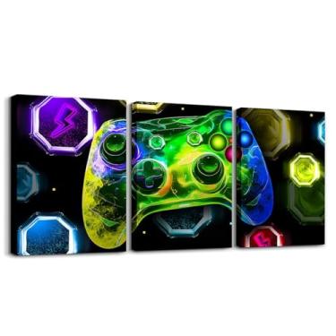 Imagem de Feelyou Arte de parede infantil em tela gamer para sala de estar, quarto, galáxia, jogos, pintura de parede, pôsteres, consoles de jogos, decoração de parede, meninos, meninas, gamepad, adolescentes