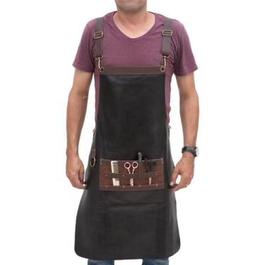 Imagem de Avental Barbeiro Cabelereiro em Couro Masc/Fem - Sparttan, Preto Masc 