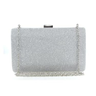 Imagem de Bolsa de mão feminina para festa à noite, casamento, baile, formatura, clutch, Prata - 1