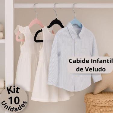 Imagem de Kit 10 Cabides infantil veludo Rosa Azul Preto - GLOBAL MIX, Azul