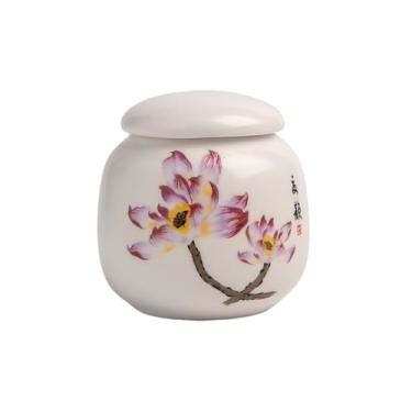 Imagem de Lata de chá Mini pote de chá de cerâmica para armazenamento de alimentos com tampa hermética para chá, café, nozes, ervas, especiarias e açúcar Caixa de chá(Purple)