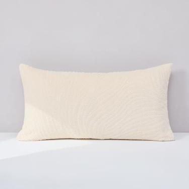Imagem de Lush Decor Capa de almofada decorativa de veludo Swirls & Gills Single 30,5 cm L x 55,88 cm C Creme - 30,5 x 55,88 cm - Travesseiros de contas - Almofadas de luxo para cama, sofá ou cadeira