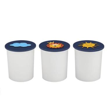 Imagem de Trio de Potes Kit Higiene Bebê Quarto Lavável Leão Lion - Neném na Nuv