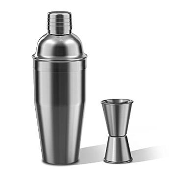 Imagem de LUCKYGOOBO Coqueteleira Com Dosador Duplo, Conjunto De Martini Aço Inoxidável 18/8 24 Oz, Coador Embutido, Kit Barman. (Preto)