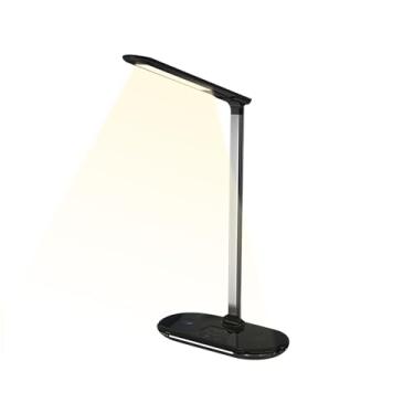 Imagem de Abajur De Mesa Ajustável,Luminária De Mesa Com Carregador Sem Fios Para Estudo - Luminária De Leitura Regulável E Dobrável Para Cama Escritório Criado Mudo