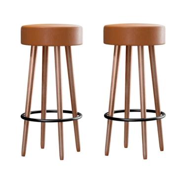 Imagem de Kit 2 Banquetas Berlin 70cm Couríssimo Amarula - Salaone Amarula