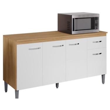 Imagem de Balcão Pia Gabriela 150cm Amêndoa-branco Com Tampo Mdp - Ajl Móveis Amêndoa-branco