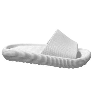 Imagem de Chinelo Slide Confortável Unissex Resistente Texturizado Sola Antiderrapante (Branco, BR, Adulto, Faixa Numérico, M, 42, 43)