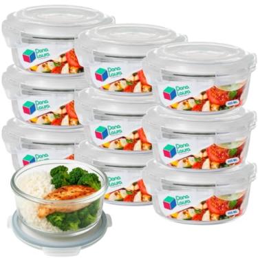 Imagem de Kit 10 Potes de Vidro Hermético 400ML Redondo Cor Sortida Marmitas Dona Laura