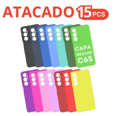 Imagem de Kit 15 Capas Capinhas Coloridas Compatível Para Realme C65 - Generica,