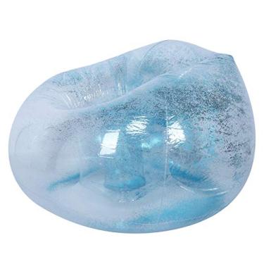 Imagem de Ymiko Cadeira Inflável, Cadeira de sofá Inflável e Transparente Adulto Com Decoração de Lantejoulas de Sopro para a Sala de Leitura da Sala, 41.7x41.7x27.6in (Azul)