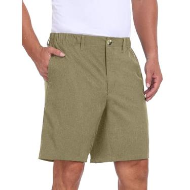 Imagem de Little Donkey Andy Bermuda masculina de 22 cm, leve, de secagem rápida, para golfe, caminhadas, viagens, Oliver Green Heather, P