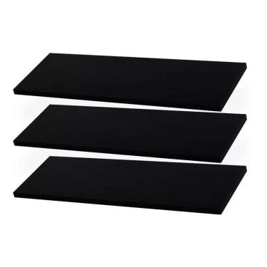Imagem de Kit 3 Prateleiras 50X20 Mdf Preto + Buchas + Parafusos