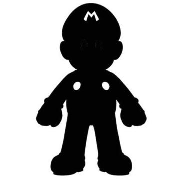 Imagem de aplique decorativo super mario Game mdf preto vazado 28x18cm silhueta 