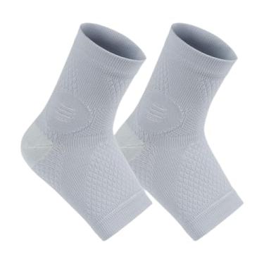 Imagem de KiBcsLic Meias de Compressão de Tornozelo, Mangas de Tornozelo Confortáveis, Design Ergonômico, Absorventes de Suor, Elásticas para Homens/mulheres, Cinza, L