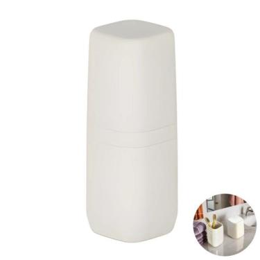 Imagem de Suporte Porta Escova de Dente Com Tampa Banheiro Bege - Aura PEA400BGF