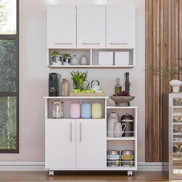 Imagem de Cozinha Compacta Armário Aéreo de Cozinha e Balcão para Microondas com