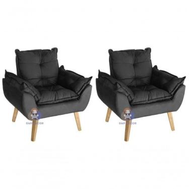 Imagem de Kit 02 Poltrona Opala acabamento feito na cor Preto. - SMF DECOR