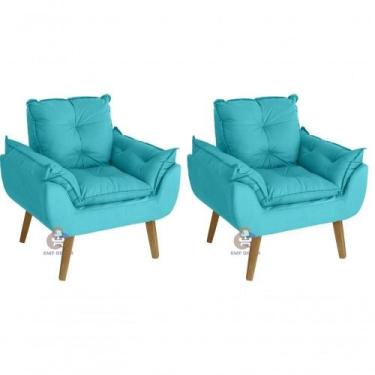 Imagem de Kit 02 Poltrona Opala Azul Turquesa - SMF DECOR